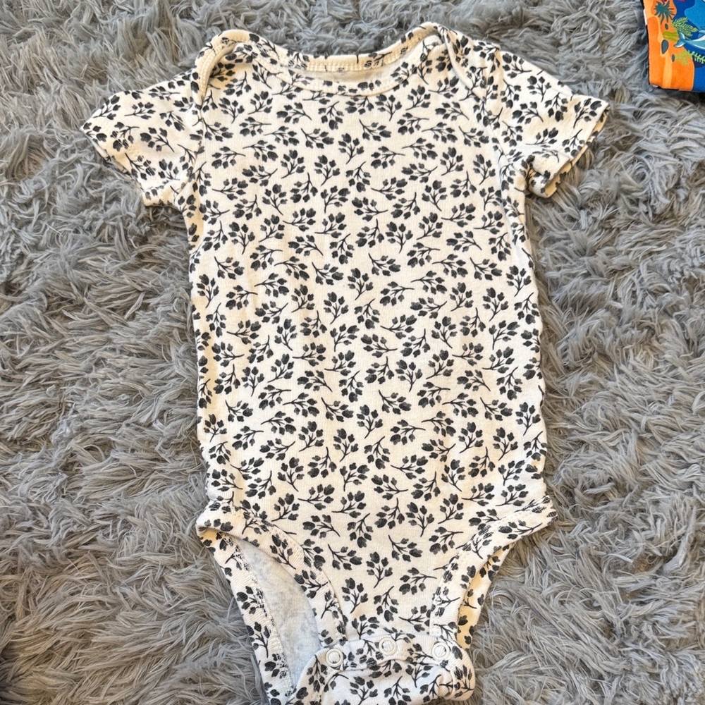 Carter's Black and White Floral Bodysuit